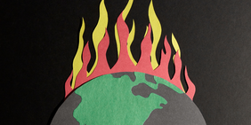 Symbolgrafik: Erdball mit Flammen Symbolgrafik: Erdball mit Flammen