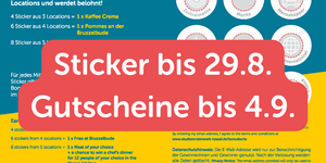 Grafik: Sticker bis 29.8. - Gutscheine bis 4.9. vor Bonuskarte